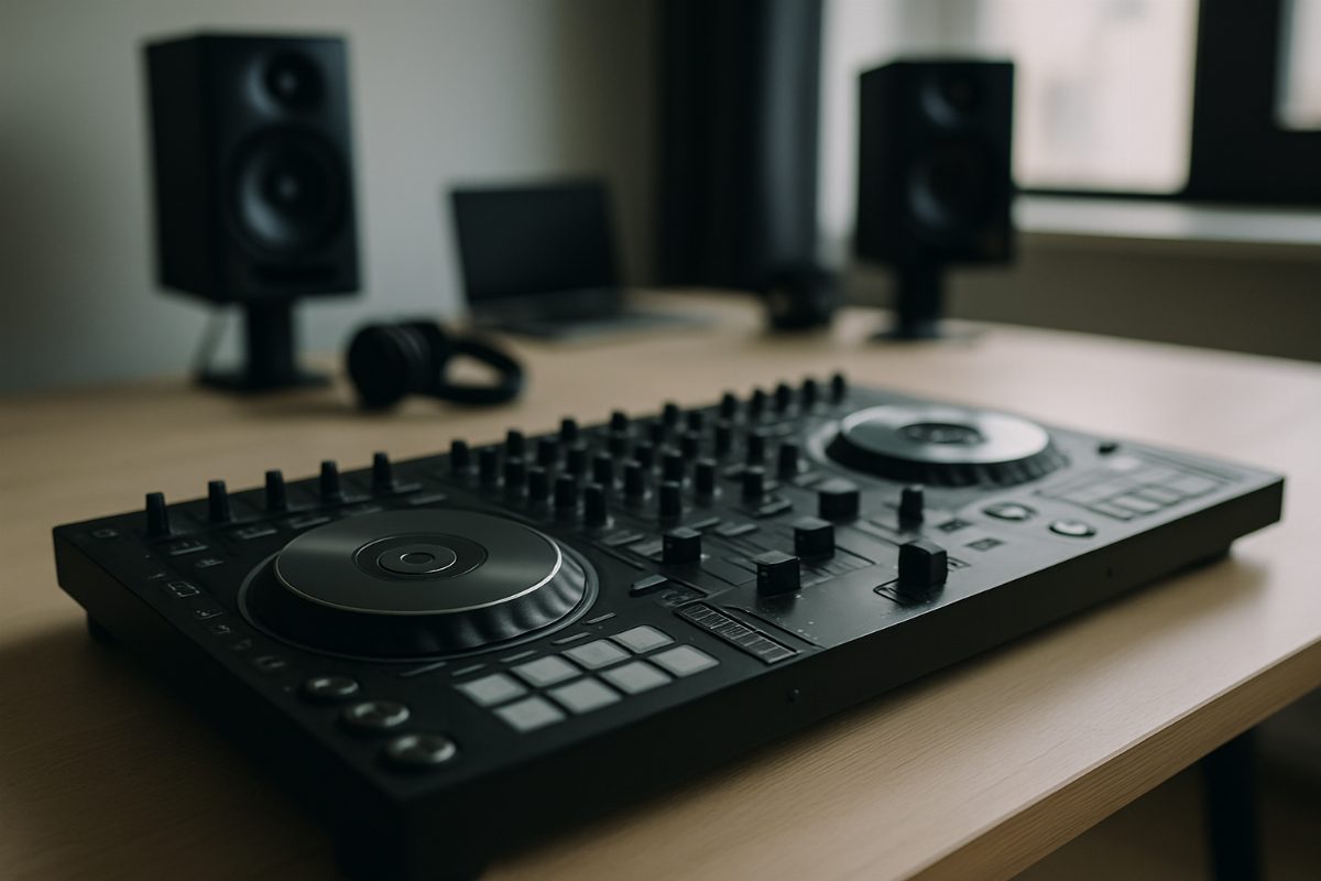 DJ-mixerbord i en modern studio